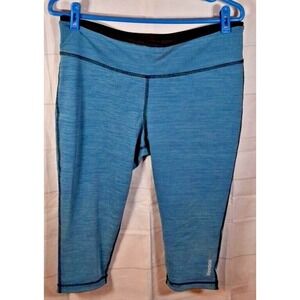 Reebok Activewear Pants Blue  Logo Mid Rise Leggings Capri Yoga